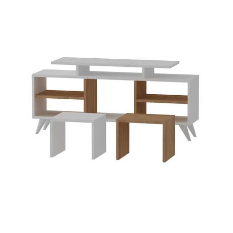 TV szekrény Kutay - White, Teak