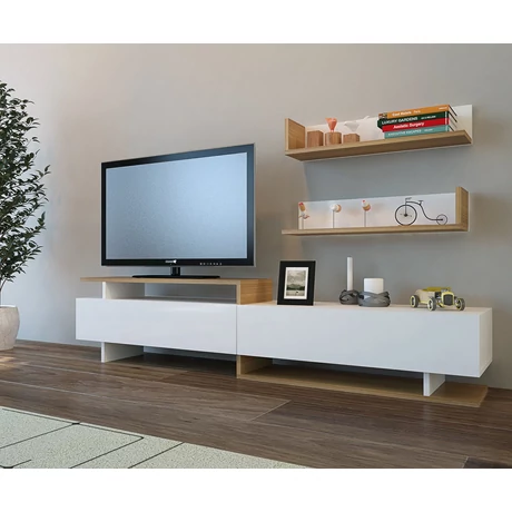 TV szekrény Ayaz - White, Teak