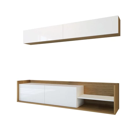 TV szekrény Kale - Teak, White