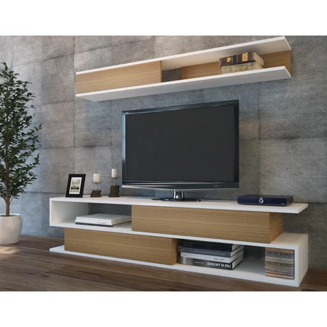 TV szekrény Sims - White, Teak
