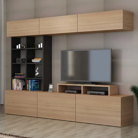 TV szekrény Sasa - Teak, Black