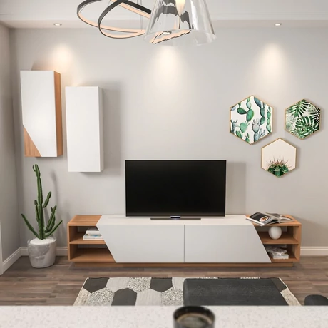 TV szekrény Zebra - White, Teak