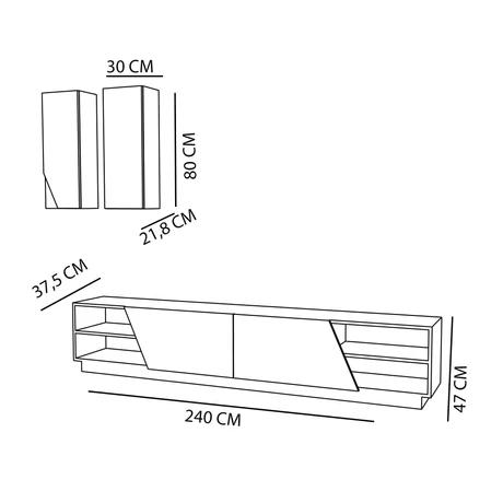 TV szekrény Zebra - White, Teak