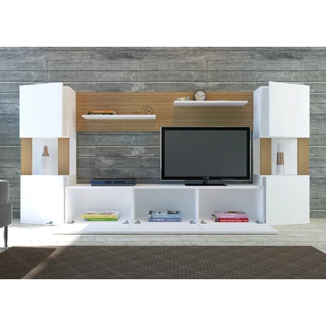TV szekrény Lore - White, Teak