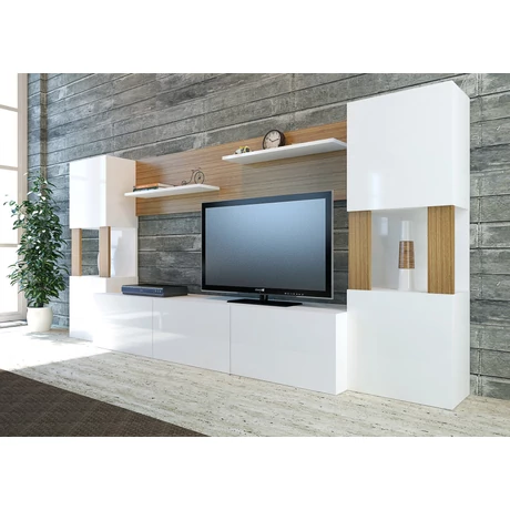 TV szekrény Lore - White, Teak