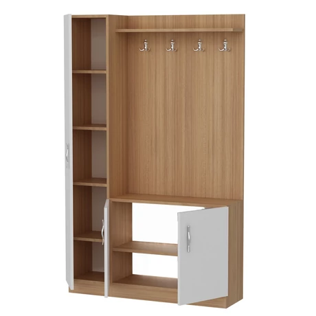 Előszobafal Naturel - Teak, White
