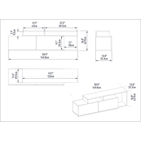 TV szekrény Nexera - Walnut, Black