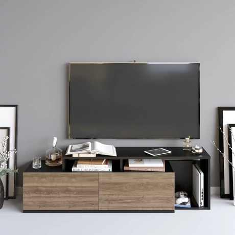 TV szekrény Nexera - Black, Walnut