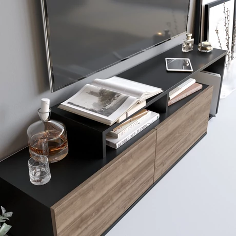 TV szekrény Nexera - Black, Walnut