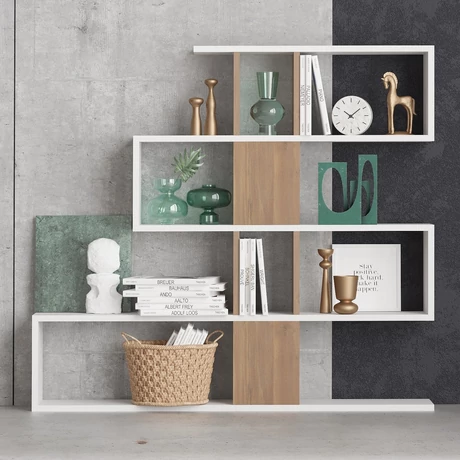 könyvespolc Karlin - White, Walnut