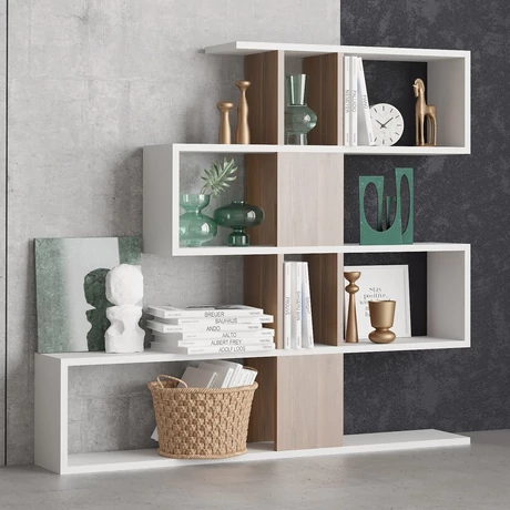 könyvespolc Karlin - White, Walnut