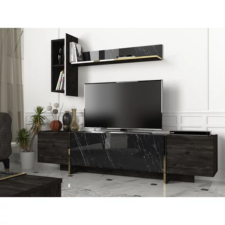 TV szekrény Veyron - Black, Gold