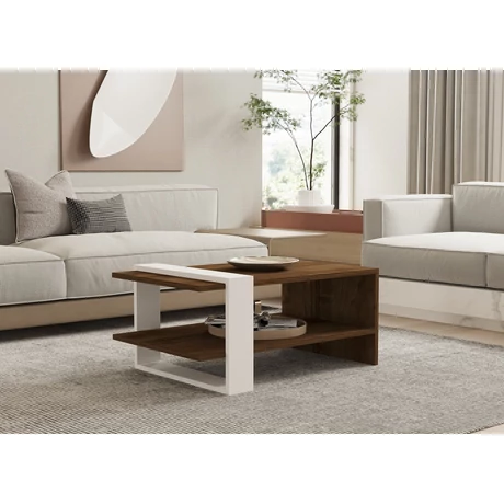 Dohányzóasztal Gaye - Walnut, White