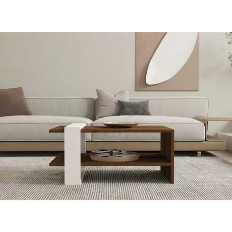 Dohányzóasztal Gaye - Walnut, White