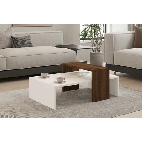 Dohányzóasztal Glow - White, Walnut