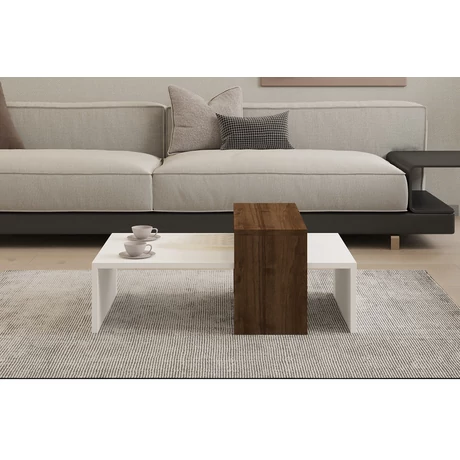 Dohányzóasztal Glow - White, Walnut