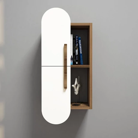 Fali polc Rose - Walnut, White
