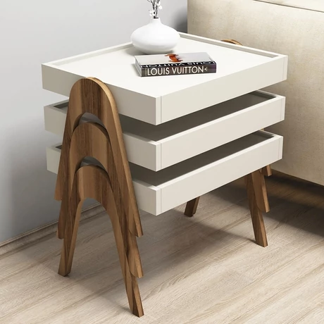 Dohányzóasztal (3 részes) Roma - Walnut, Cream