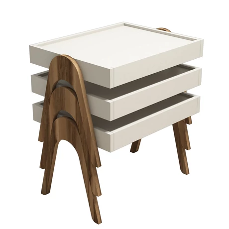 Dohányzóasztal (3 részes) Roma - Walnut, Cream