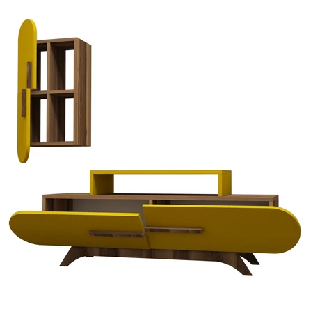 TV szekrény Rose S - Walnut, Yellow