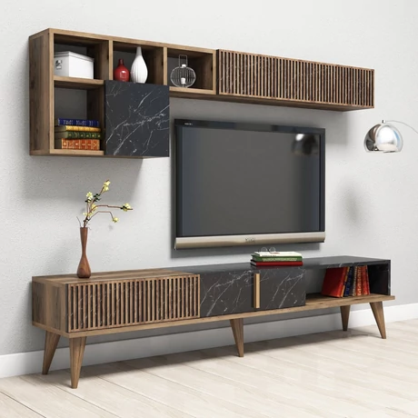 TV szekrény Milan - Diós, Fekete