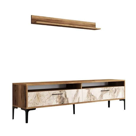 TV szekrény Istanbul - Diós, Fehér Marble