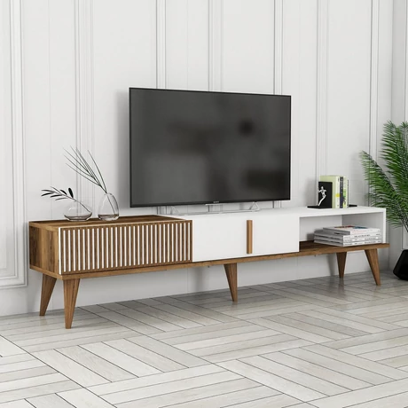 TV szekrény Milan Alt - Diós, Fehér