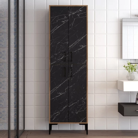 Tároló szekrény Berlin A - Walnut, Black Marble