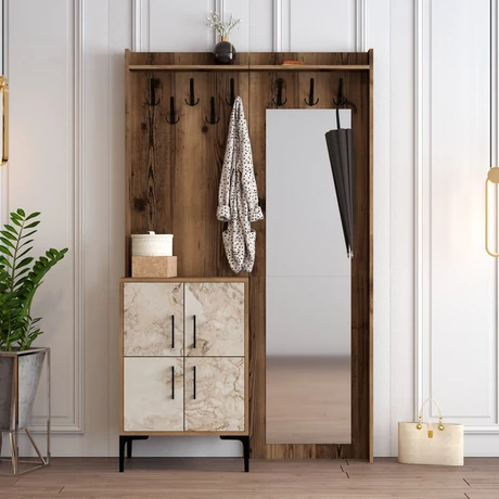 Előszobafal Berlin BC - Diós, Fehér Marble
