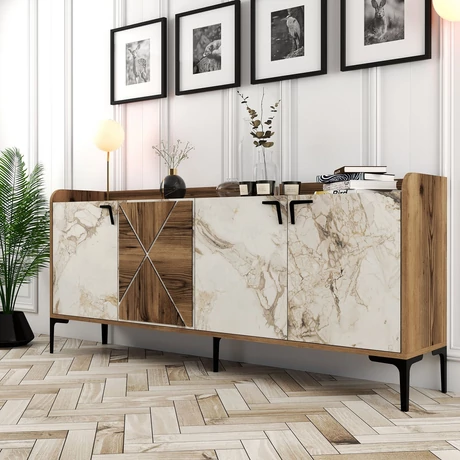 Konzolasztal Venedik - Diós, Fehér Marble