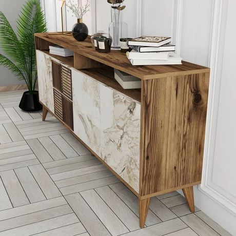 Konzolasztal Milan - Diós, Fehér Marble