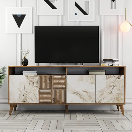 Konzolasztal Milan - Diós, Fehér Marble