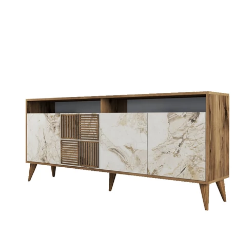 Konzolasztal Milan - Diós, Fehér Marble
