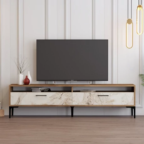 TV szekrény Istanbul 2 - Diós Fehér Marble