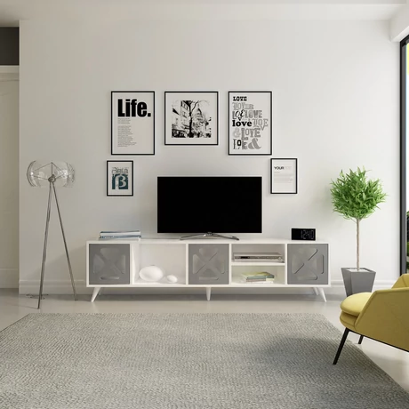 TV szekrény Sinef - White , Anthracite