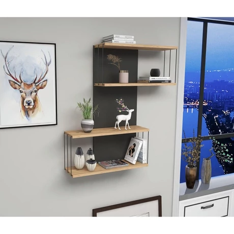 Fali polc Destan - Antracit, Pine