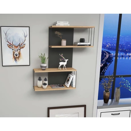 Fali polc Destan - Antracit, Pine