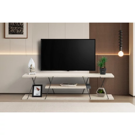 TV szekrény Canaz - Fekete, Travertine