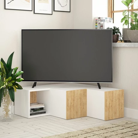 TV szekrény Compact - White, Oak