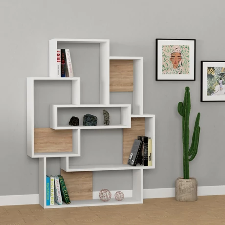 könyvespolc Barce - White, Oak