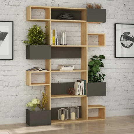 könyvespolc Niho - Oak, Anthracite