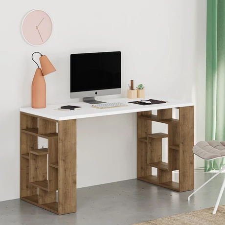 Íróasztal Maze - White, Dark Oak