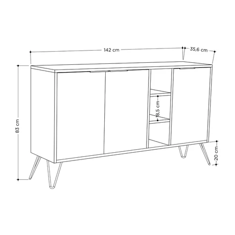 Konzolasztal Clara Console - Oak, Antracit