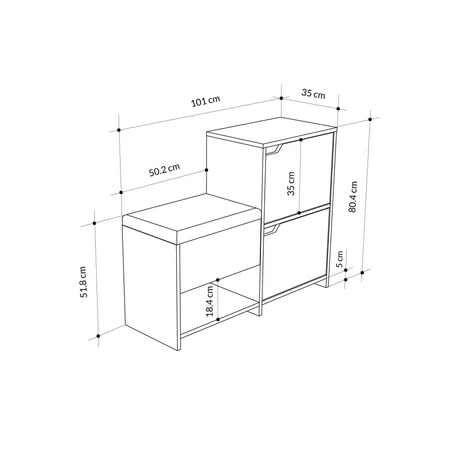 Cipőtároló Haven Shoe Bench - Oak, Anthracite