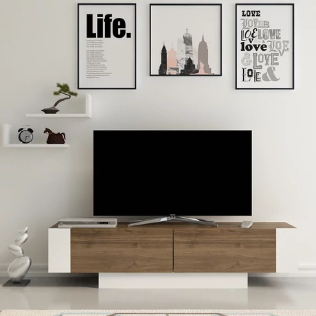 TV szekrény Matera - Walnut, White