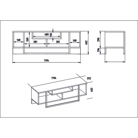 TV szekrény Asal (120) - Walnut, Black