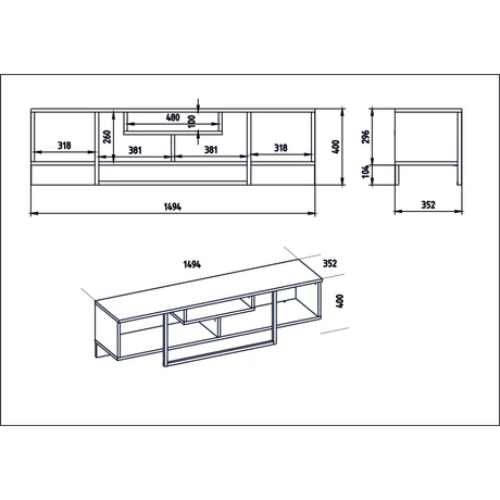 TV szekrény Asal (150) - Walnut, Black