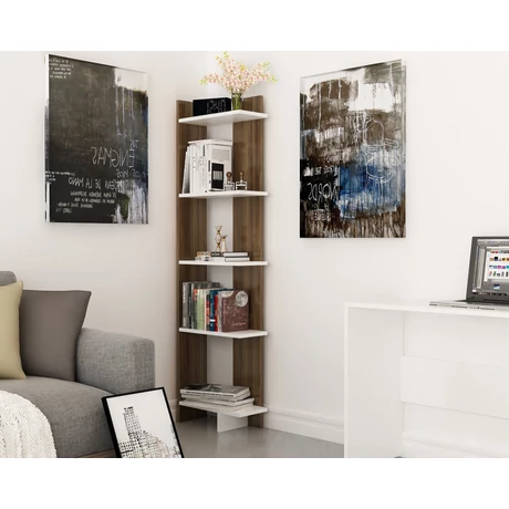 könyvespolc Als - Walnut, White