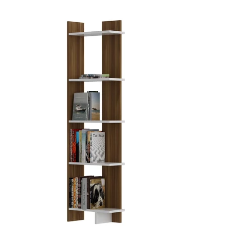 könyvespolc Als - Walnut, White