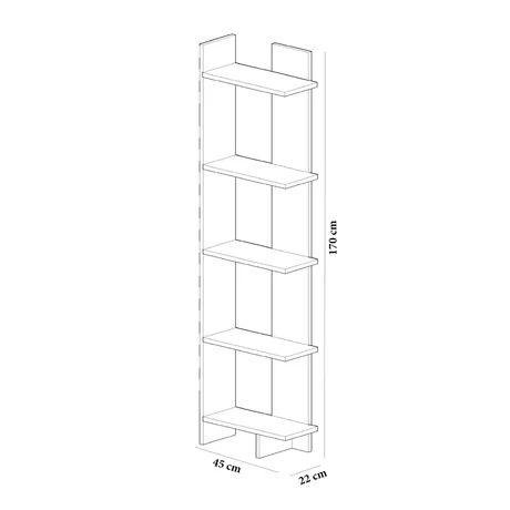 könyvespolc Als - Teak, White